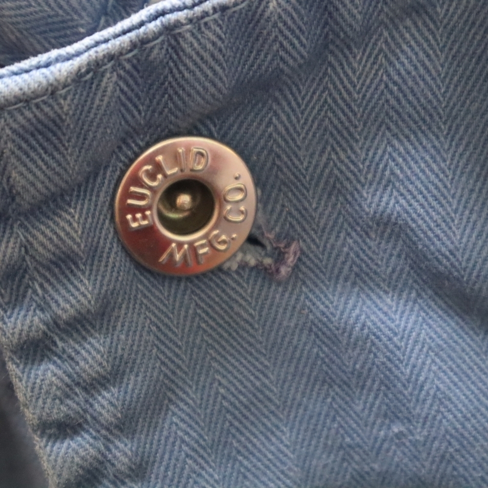 VINTAGE BLUE COTTON COVERALLS 40 Euclid Mfg Co Denim Uniform Work Classic Grunge - Picture 5 of 14